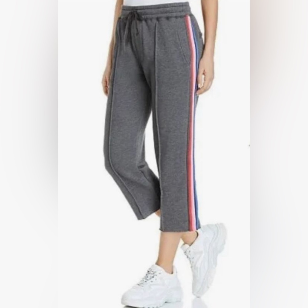 Spiritual Gangster Gray Cropped Sweatpants with Pink & Blue Side Stripes Size M